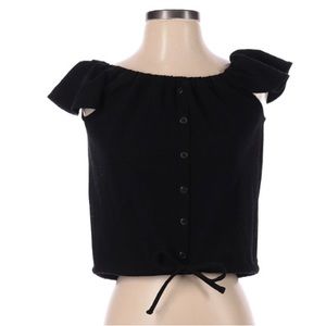 Madewell Texture & Thread Black Off-the-Shoulder Top, XS